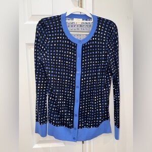 Kate Spade Black and Blue Checkered Cardigan